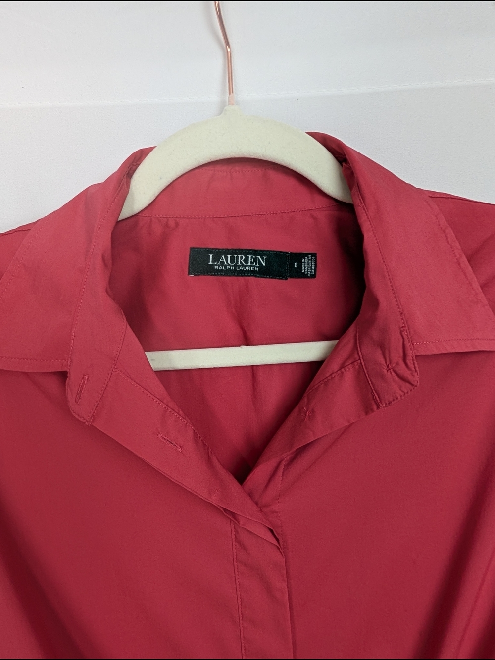 Ralph Lauren Button-Front Shirt Dress in Coral Pink - Picture 8 of 9